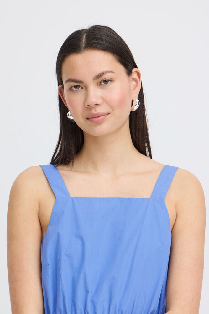 Blue Midi Dress for Women | Minimal Square Neck Fit | LORDON Blue Midi Dress for Women | Minimal Square Neck Fit | LORDON
