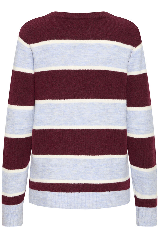 LIGHT KNIT STRIPE SWEATER (BURGUNDY+BLUE)