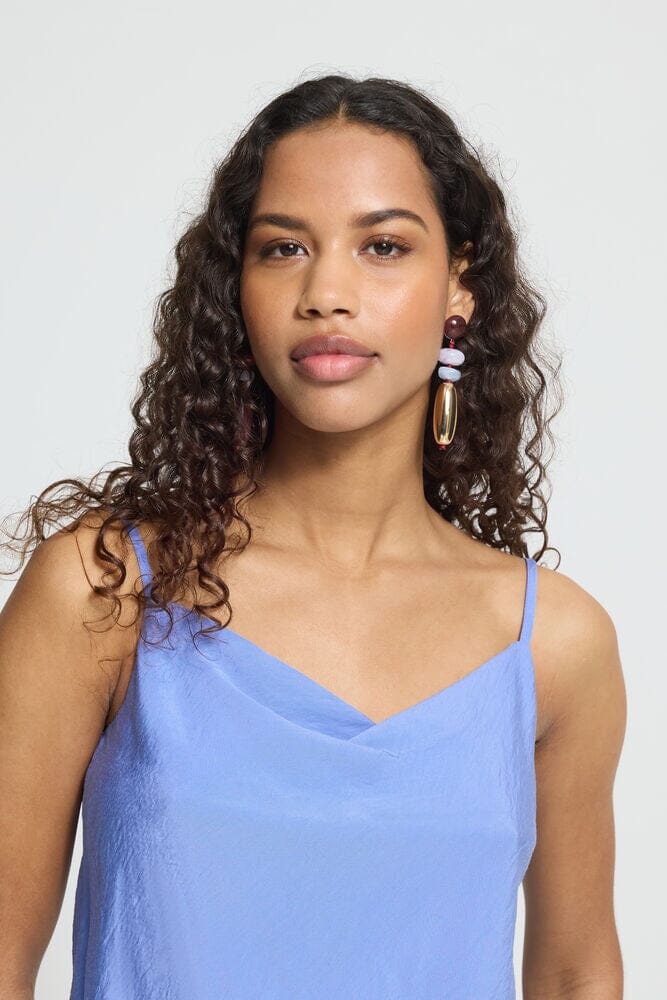 Blue Silky Tank Top for Women | Lightweight Satin Cami | LORDON