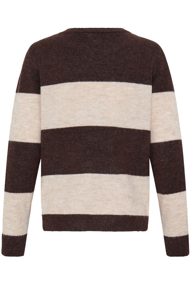 LIGHT KNIT STRIPE SWEATER (BROWN)