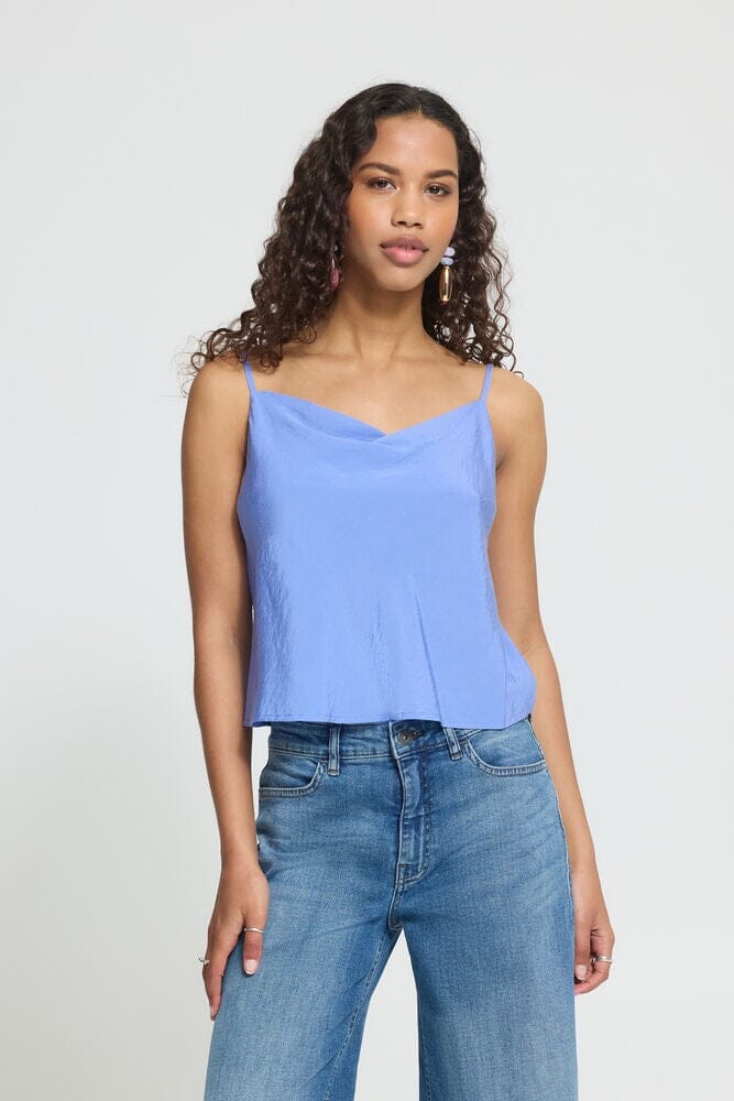 blue silky tank top, satin camisole blue women, delicate strap tank blue, silky cami top women