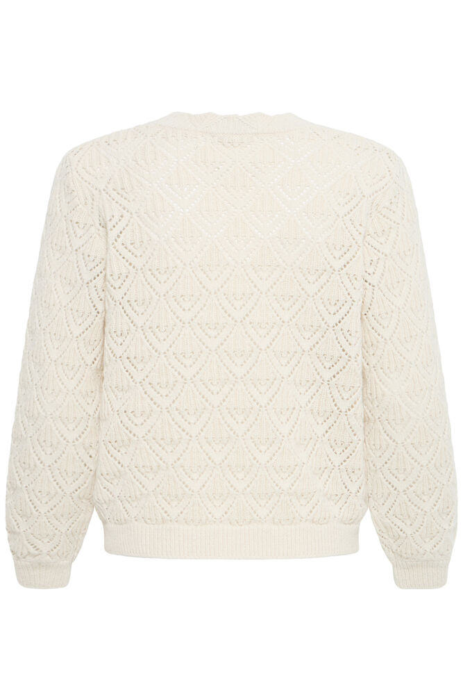 CREAM POINTELLE CARDIGAN
