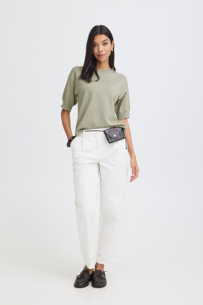short sleeve knit top, neutral green top outfit, breathable knit shirt women