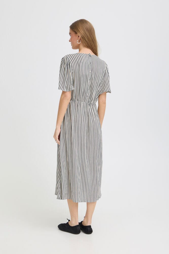 Navy Stripe Midi Dress for Women | Flowy Empire Waist