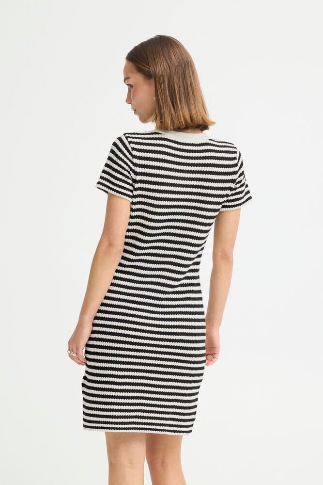 Black and White Stripe Knit Dress for Women | Coastal Casual Fit | LORDON Black and White Stripe Knit Dress for Women | Coastal Casual Fit | LORDON