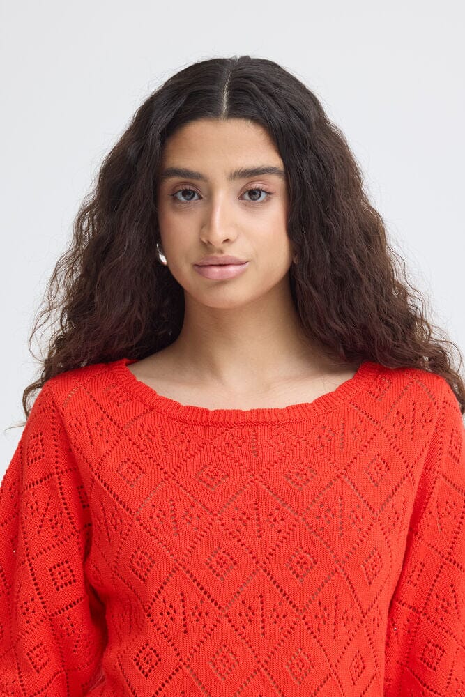 lightweight sweater top red, everyday knit top red, statement knit top women, summer layering top red, classic red knit