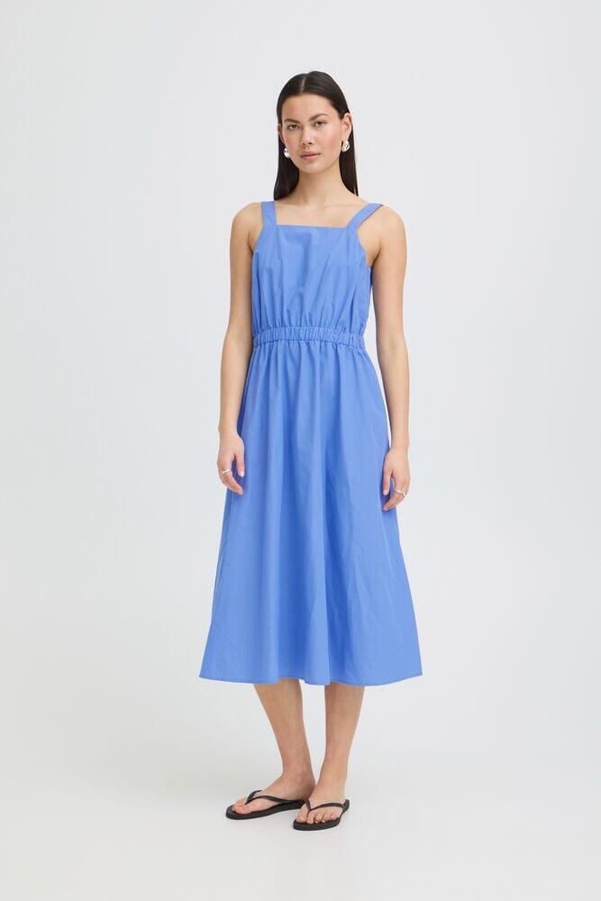 blue midi dress women, casual blue dress midi, summer blue midi dress, sleeveless midi dress blue