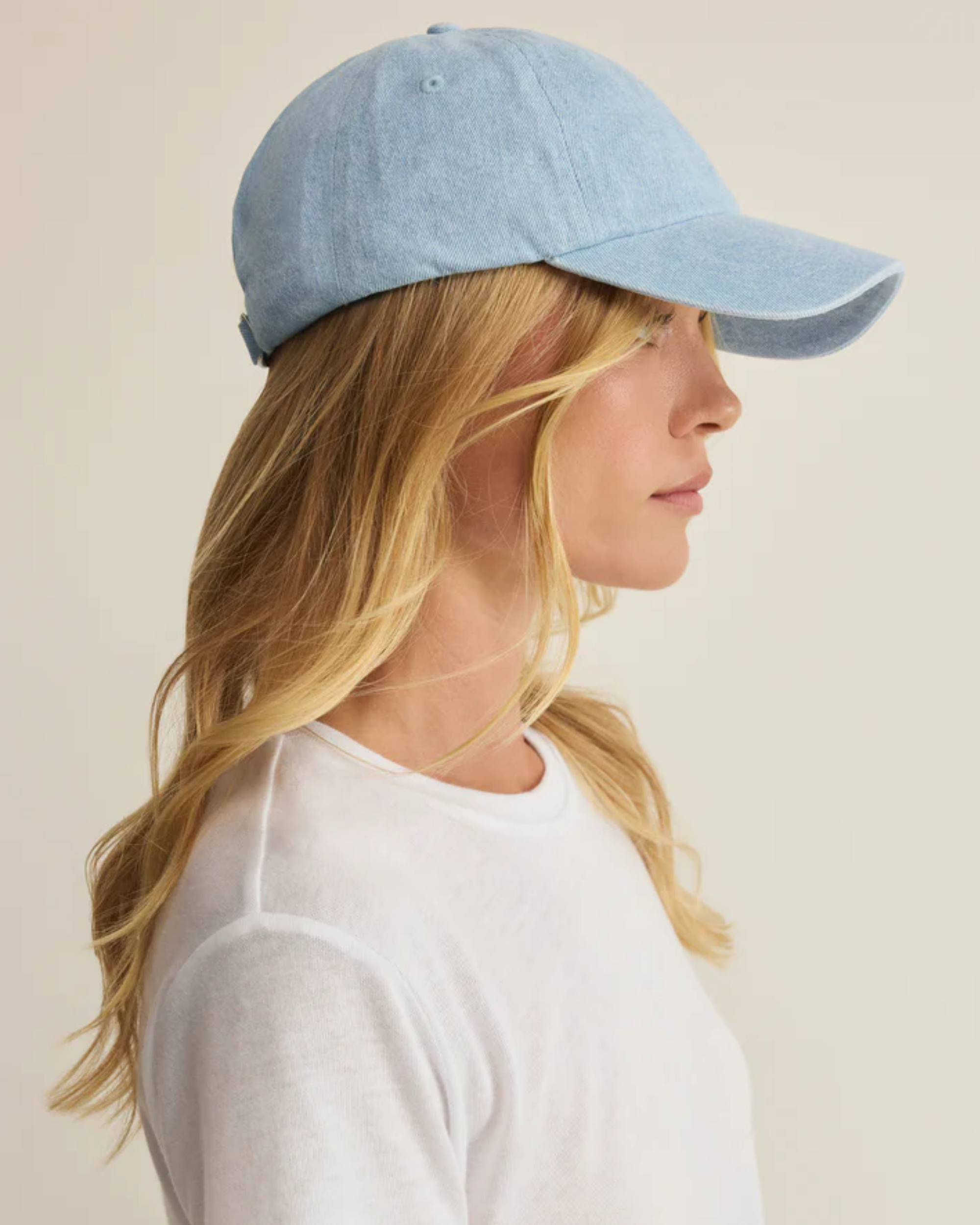 relaxed everyday fashion, denim baseball cap, women’s casual hat, coastal style accessories, cute women’s hats