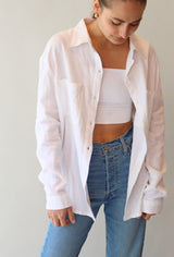 WHITE GAUZE LONG SLEEVE BUTTON DOWN Top RD STYLE 