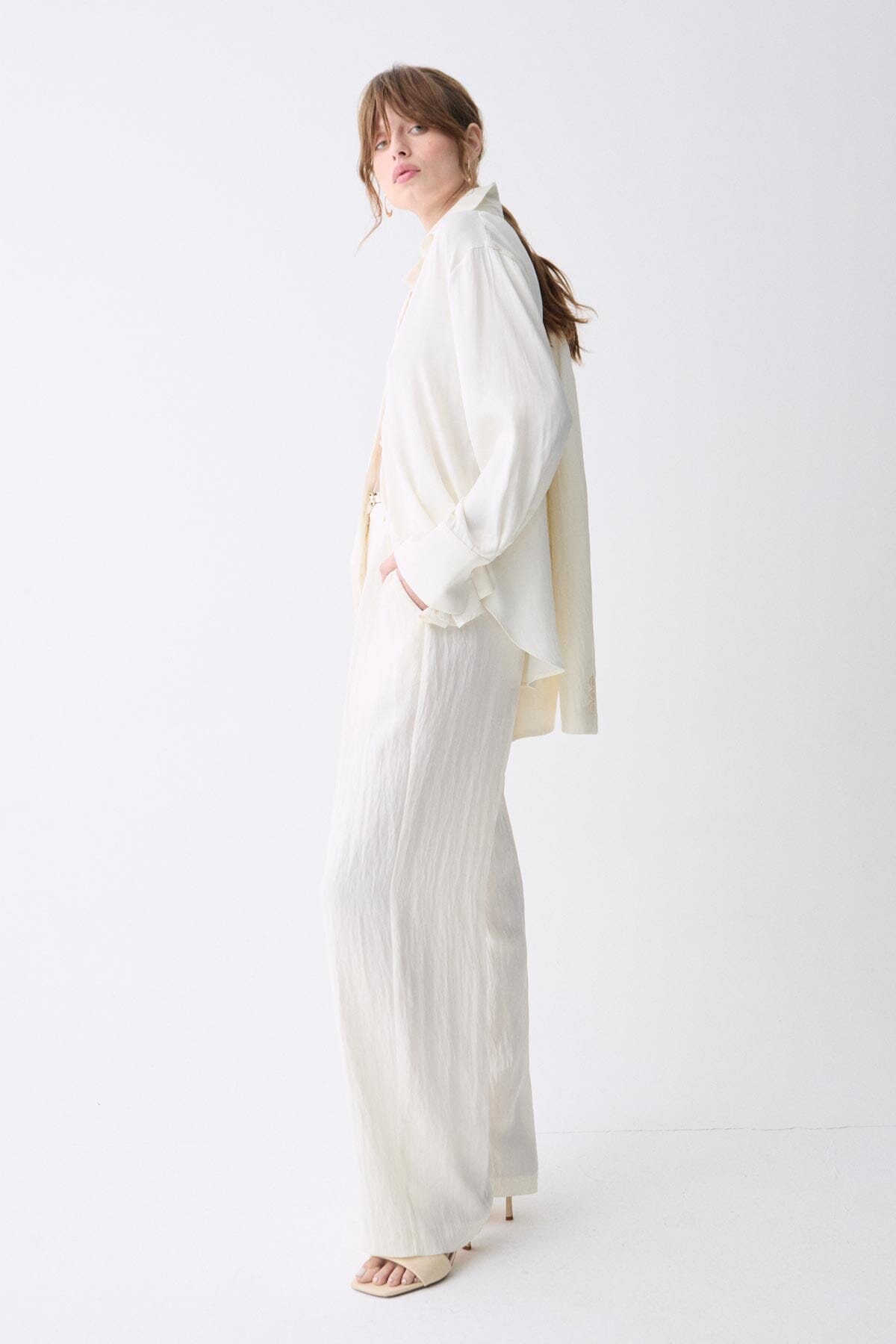 satin button up