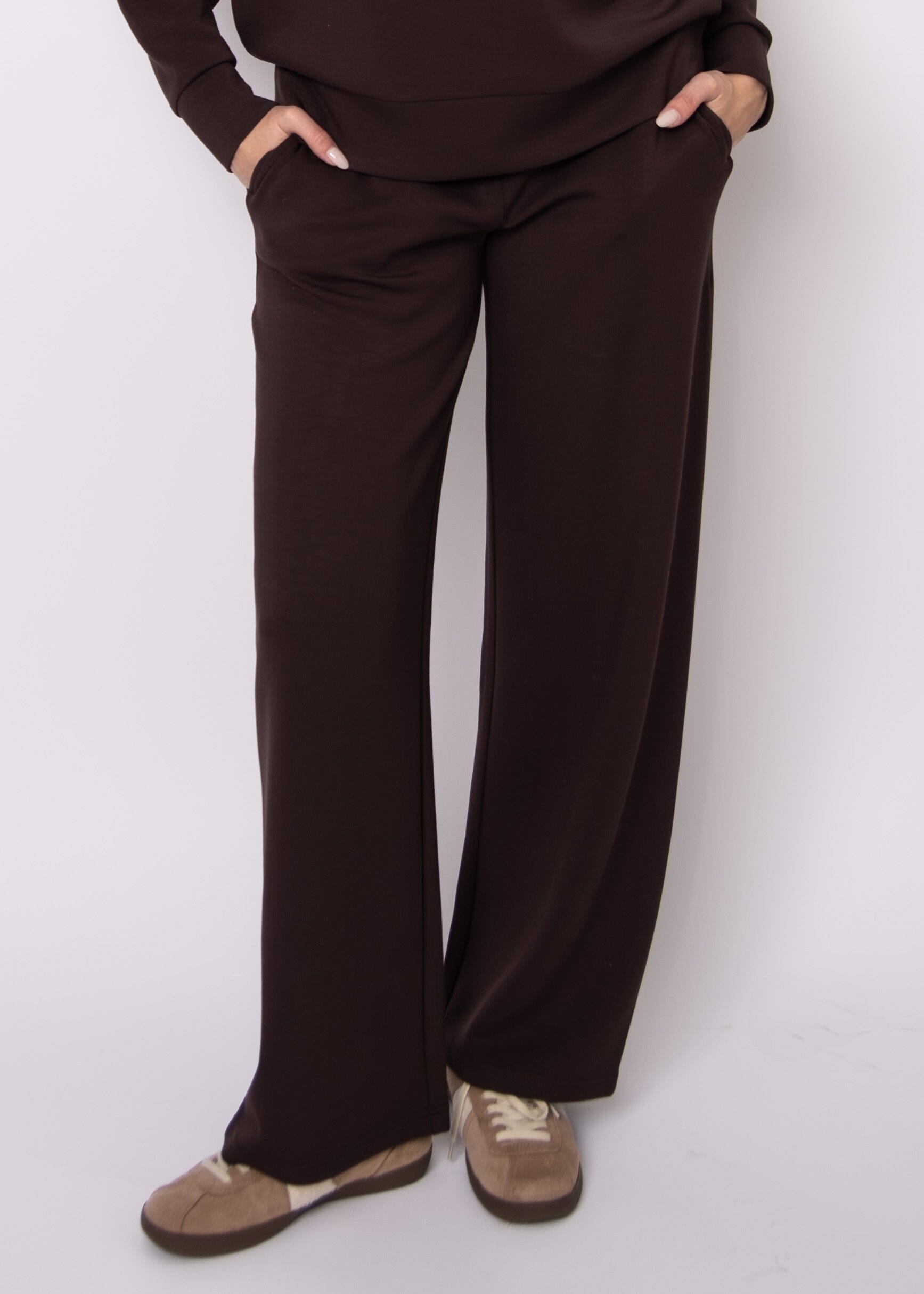brown lounge pants, women’s brown knit pants, soft knit chocolate pants