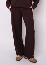 deep brown lounge bottoms, brown relaxed fit knit pants