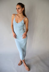 RIBBED BLUE MIDI DRESS Dress CRESCENT 