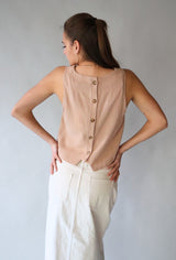 BUTTON BACK LINEN TOP Top SADIE AND SAGE 