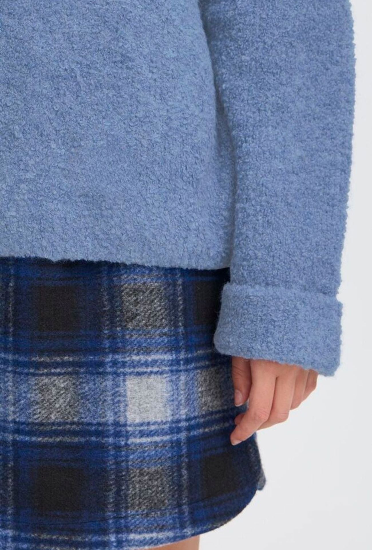 Cozy blue knit sweater with relaxed fit for women, ICHI 
