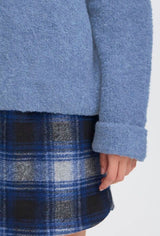 Cozy blue knit sweater with relaxed fit for women, ICHI 