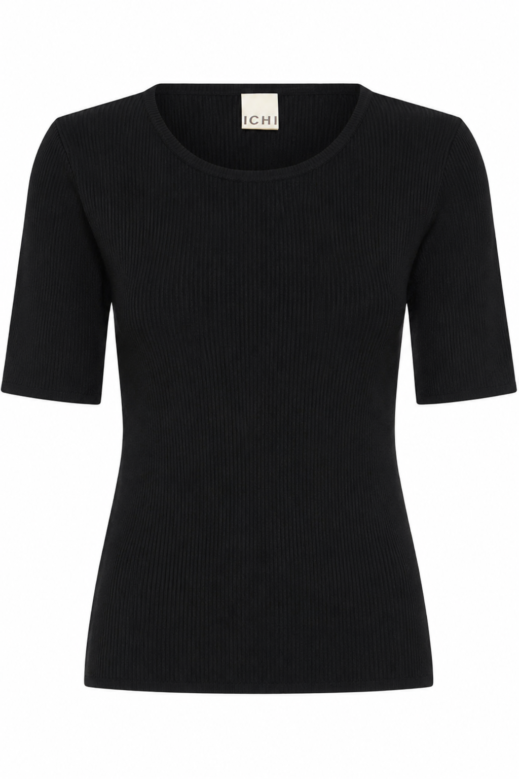 ICHI black fitted rib tee
