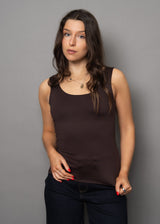 brown fitted tank, smoothing cami, layering basic