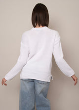 relaxed fit white sweater, neutral capsule wardrobe sweater, classic white pullover women