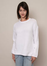 spring white sweater women, timeless crew neck knit
