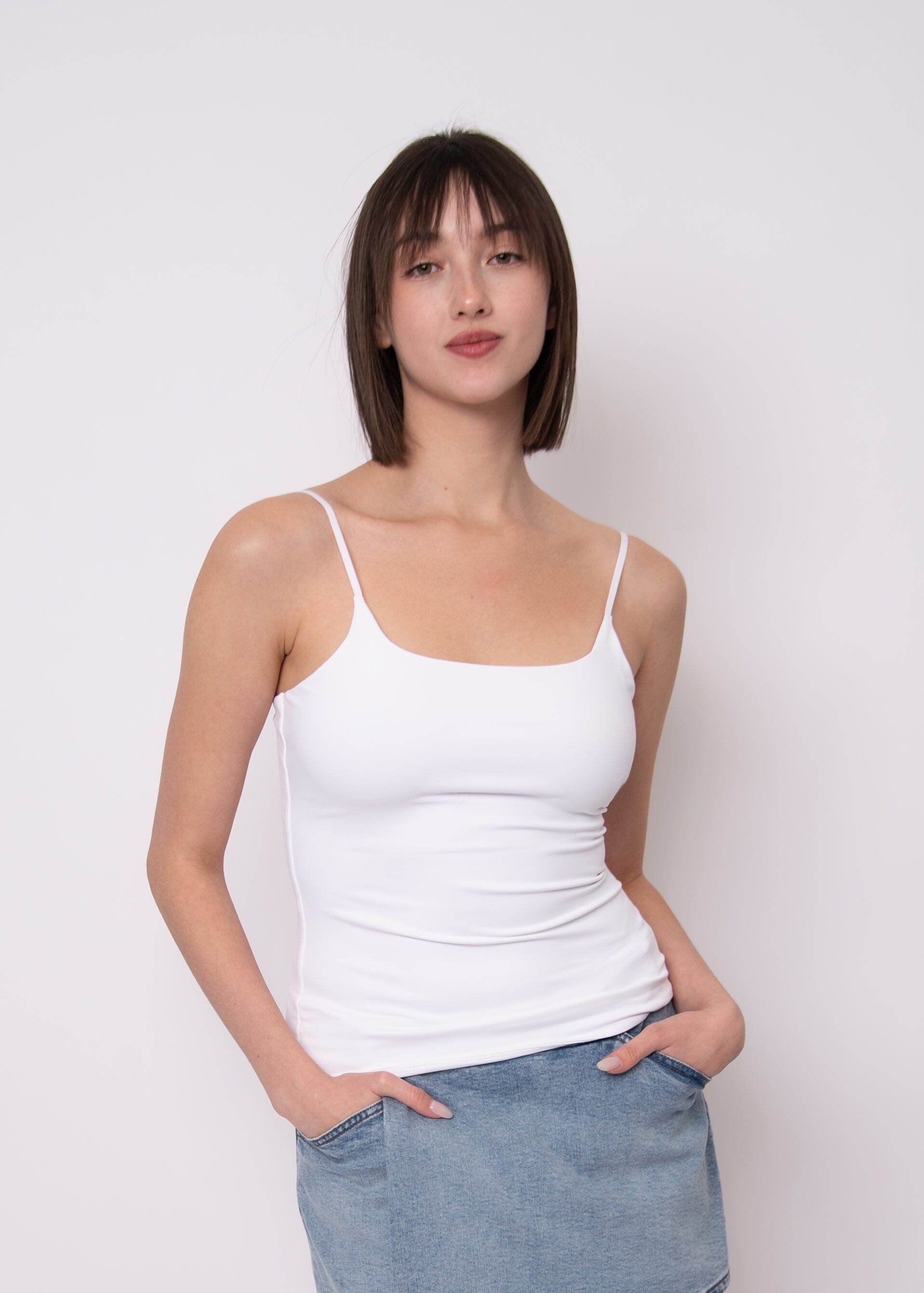 ADJUSTABLE SECOND SKIN SMOOTHING TANK, SECOND SKIN, white smoothing tank top, adjustable strap tank white,
