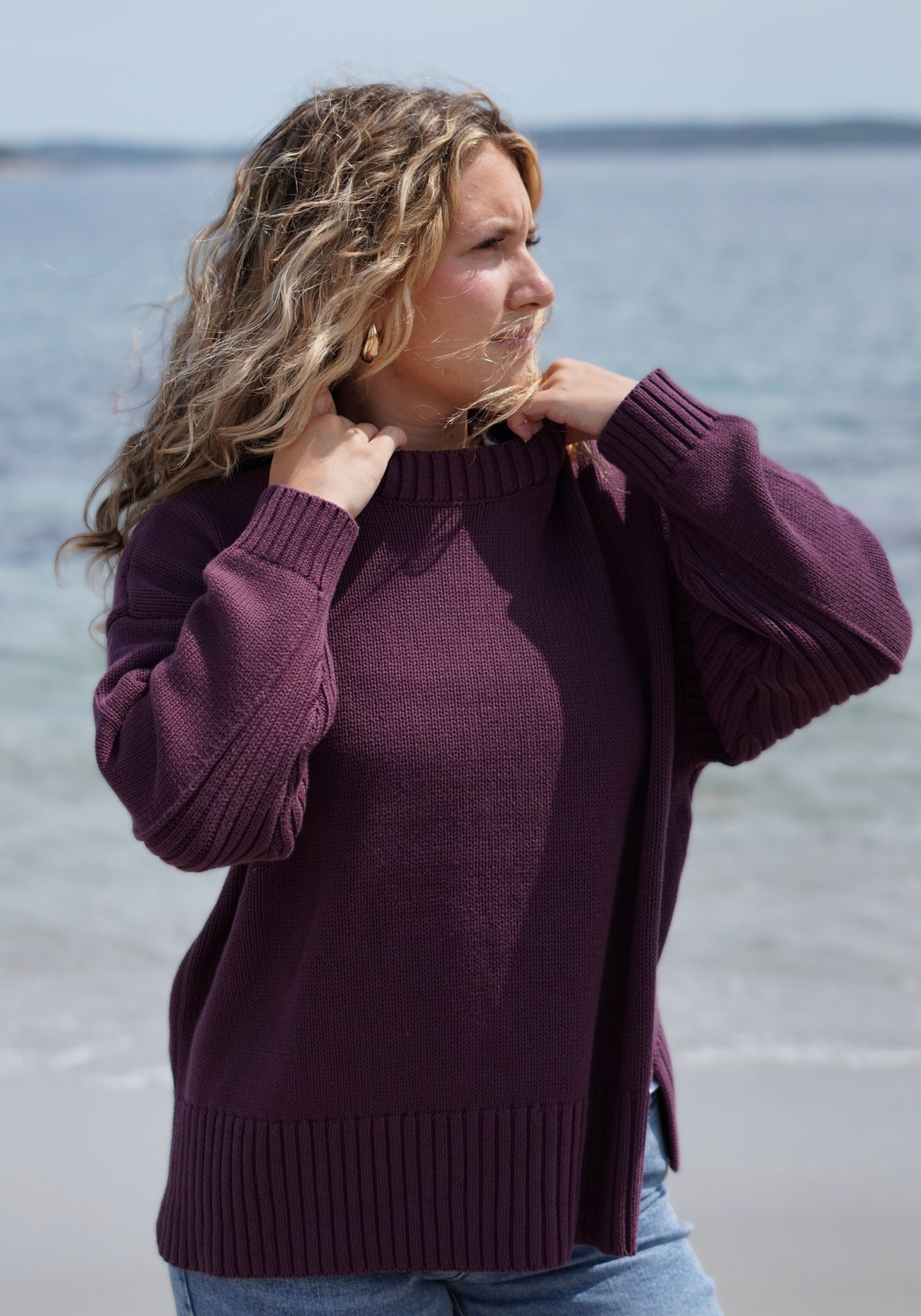 THE EASY CREWNECK SWEATER- GRAPE