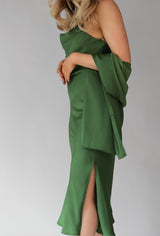 GREEN COWL NECK MIDI DRESS Dress SADIE AND SAGE 