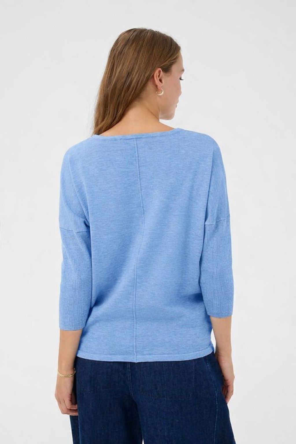 3/4 SLEEVE KNIT PULLOVER (BLUE)