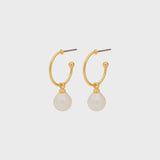 EILA GOLD HOOPS WITH PEARL, PILGRIM, gold pearl hoops, classic gold earrings, modern pearl drop earrings, elegant gold jewelry, 