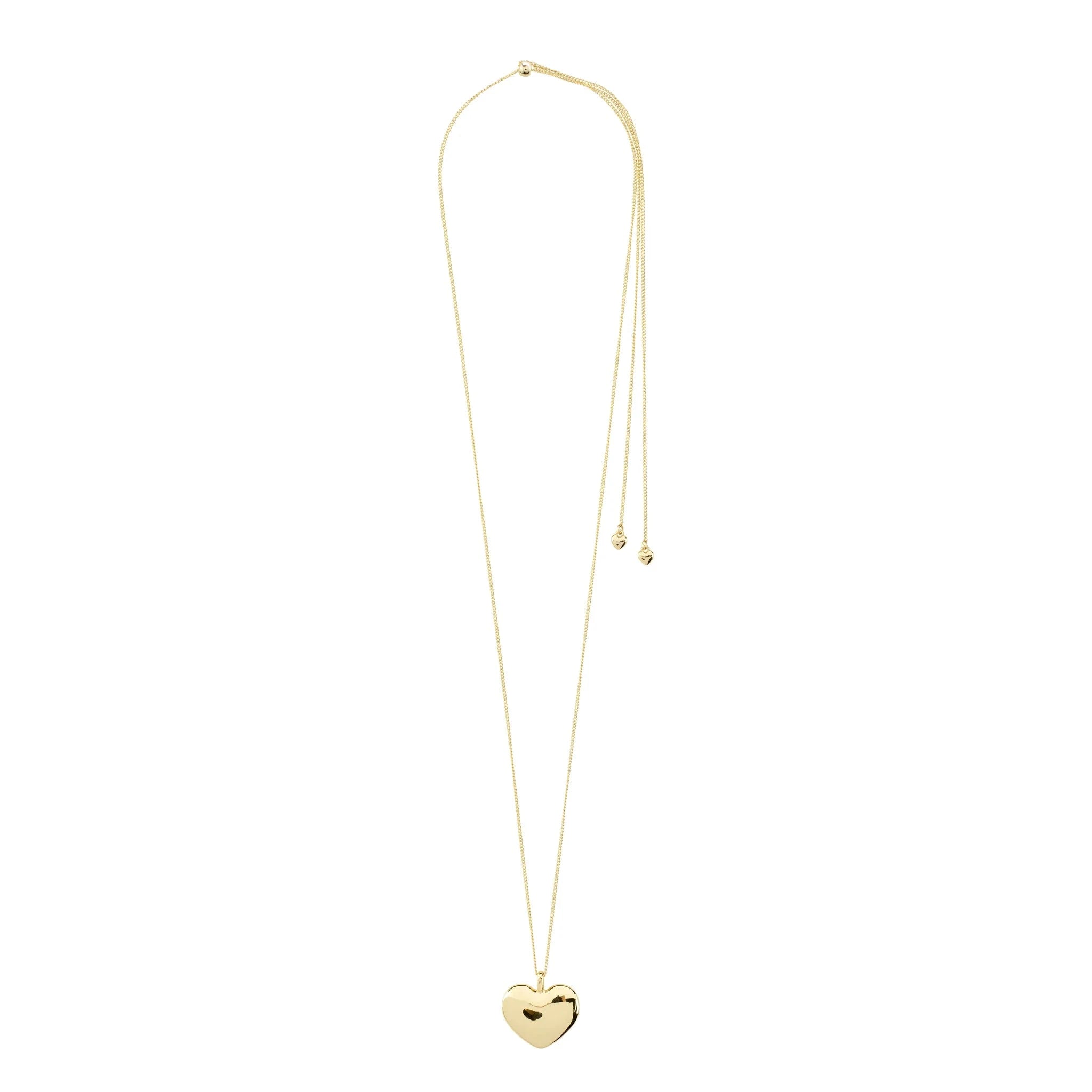 long gold chain necklace, gold plated heart necklace