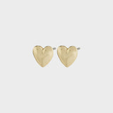 everyday gold heart jewelry, puffed heart stud earrings, classic gold heart earrings for women, shiny gold plated studs