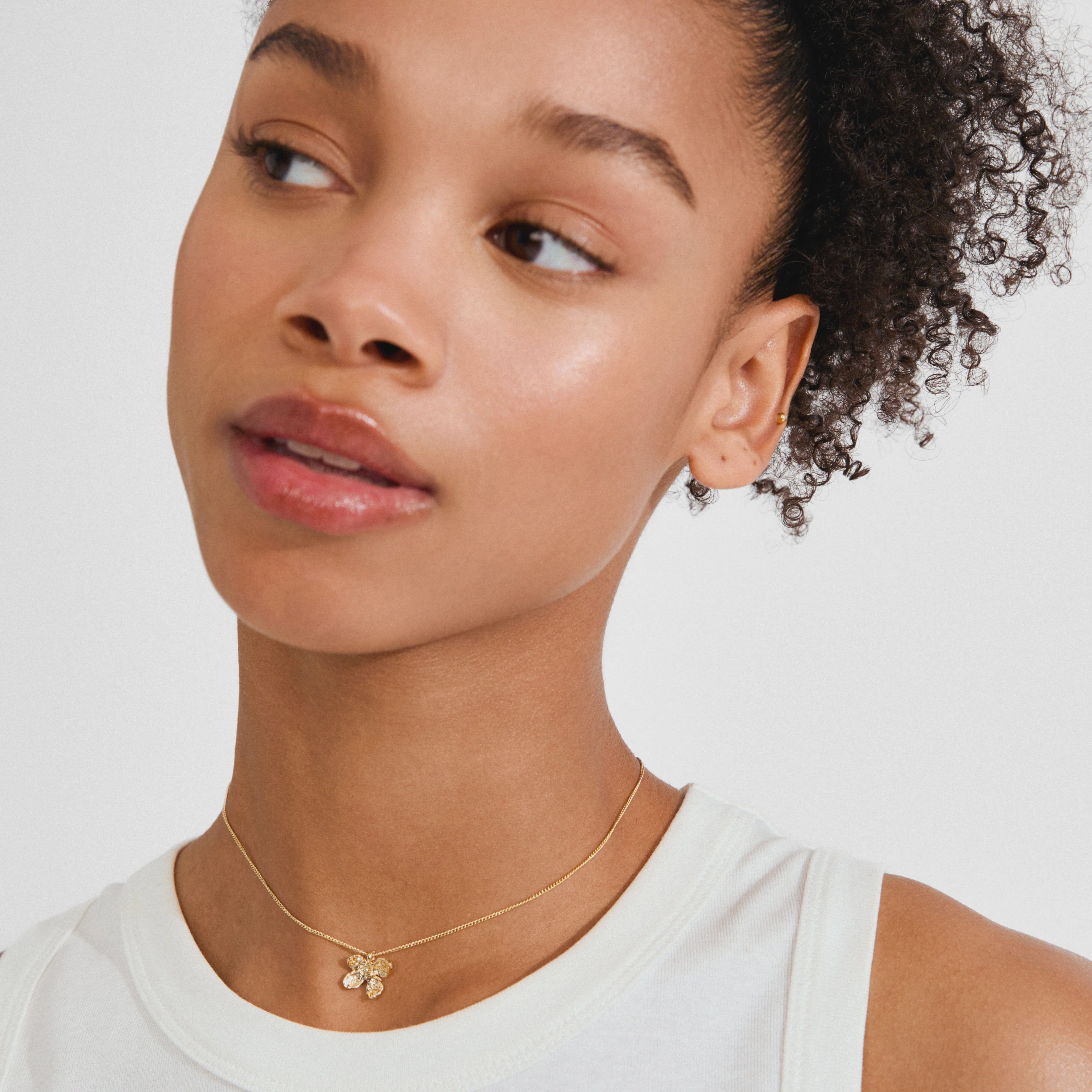 PILGRIM, gold plated flower necklace, floral pendant necklace women, delicate gold necklace