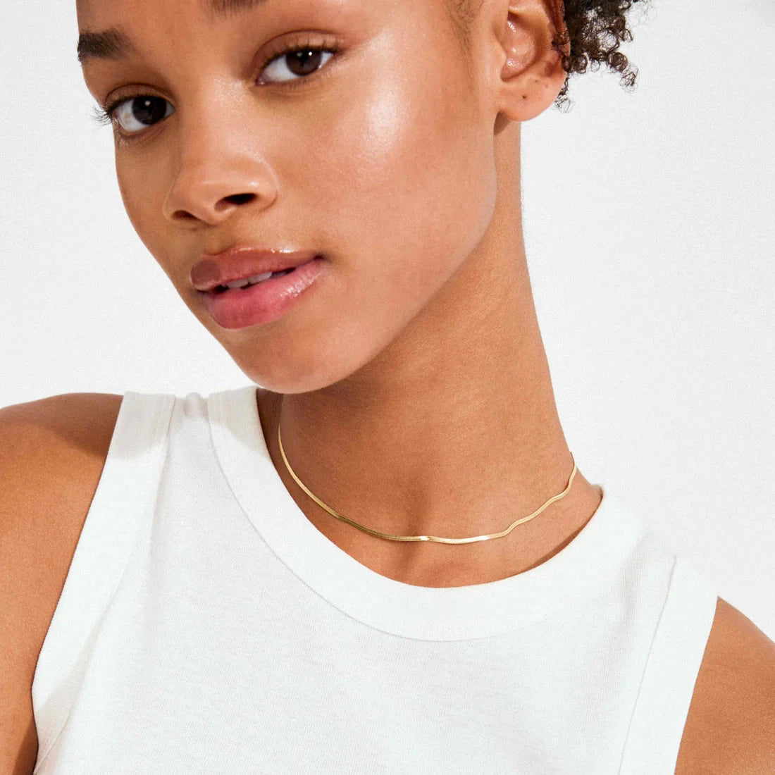 gold herringbone necklace women minimalist waterproof jewelry style