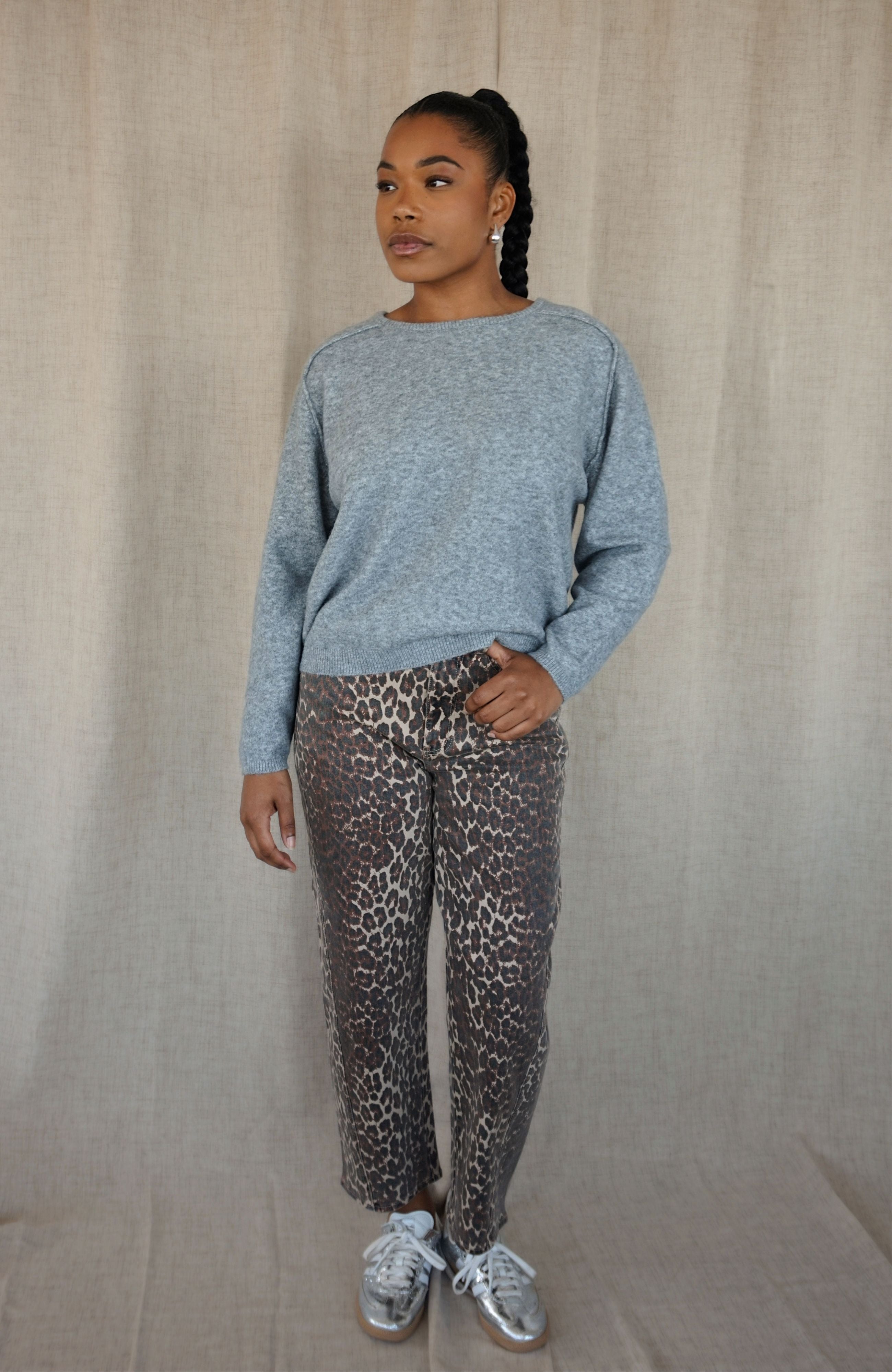 WESTWARD BARREL LEG DENIM  (LEOPARD)