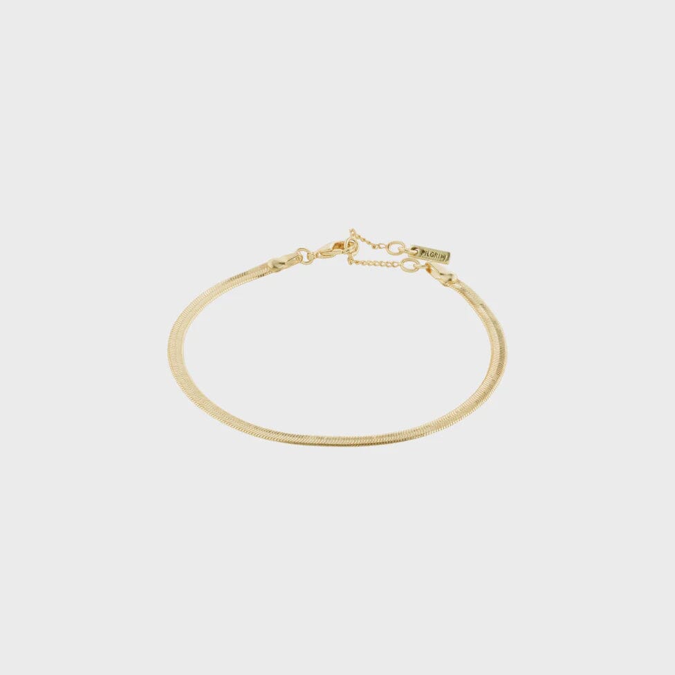 JOANNA GOLD BRACELET, PILGRIM, gold herringbone bracelet, flat gold chain bracelet, minimalist gold jewelry, sleek gold bracelet