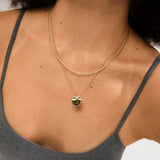 gold layered necklace, Declan gold pendant, layered chain set