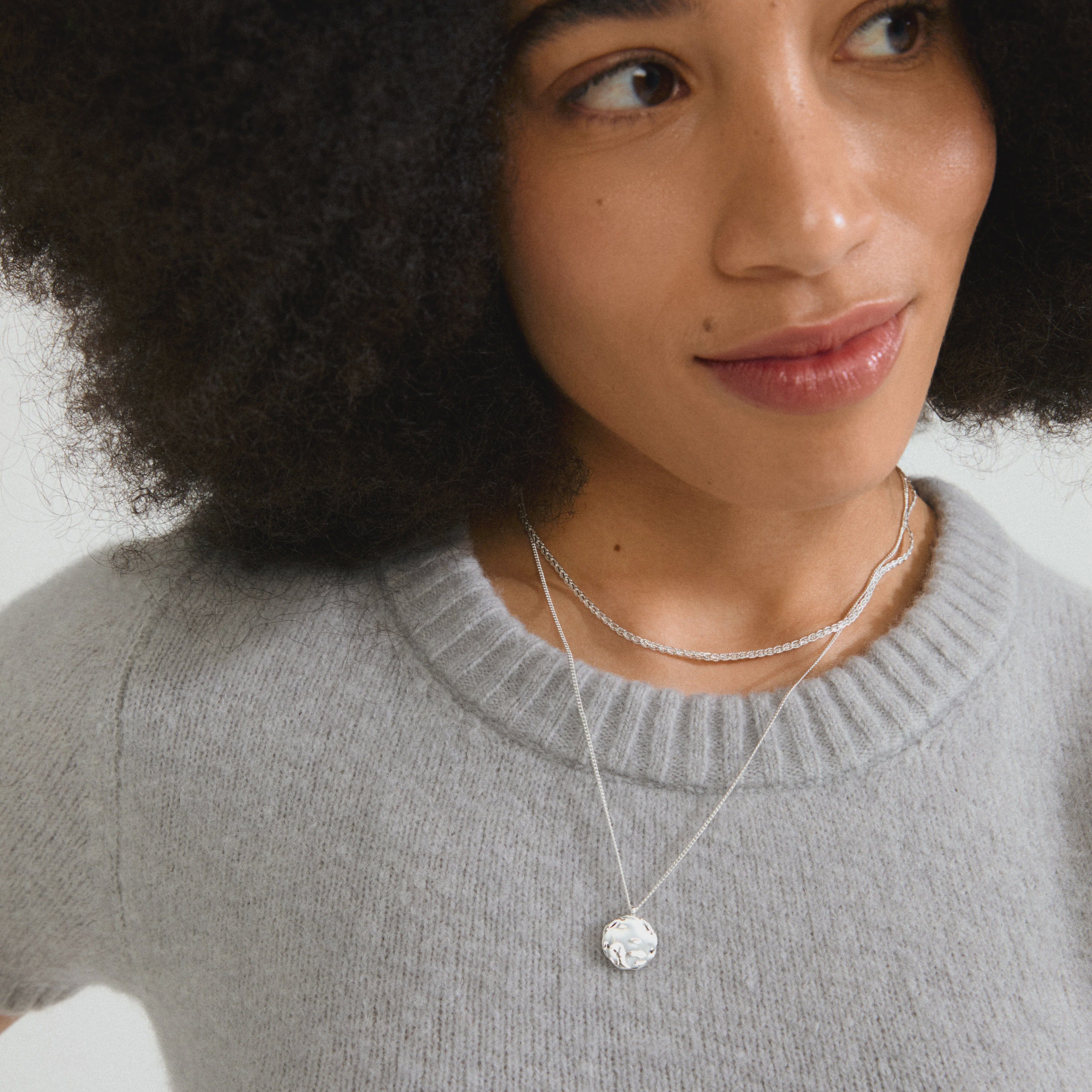 DECLAN SILVER NECKLACE SET, PILGRIM, layered silver necklace set, silver pendant chain for women 