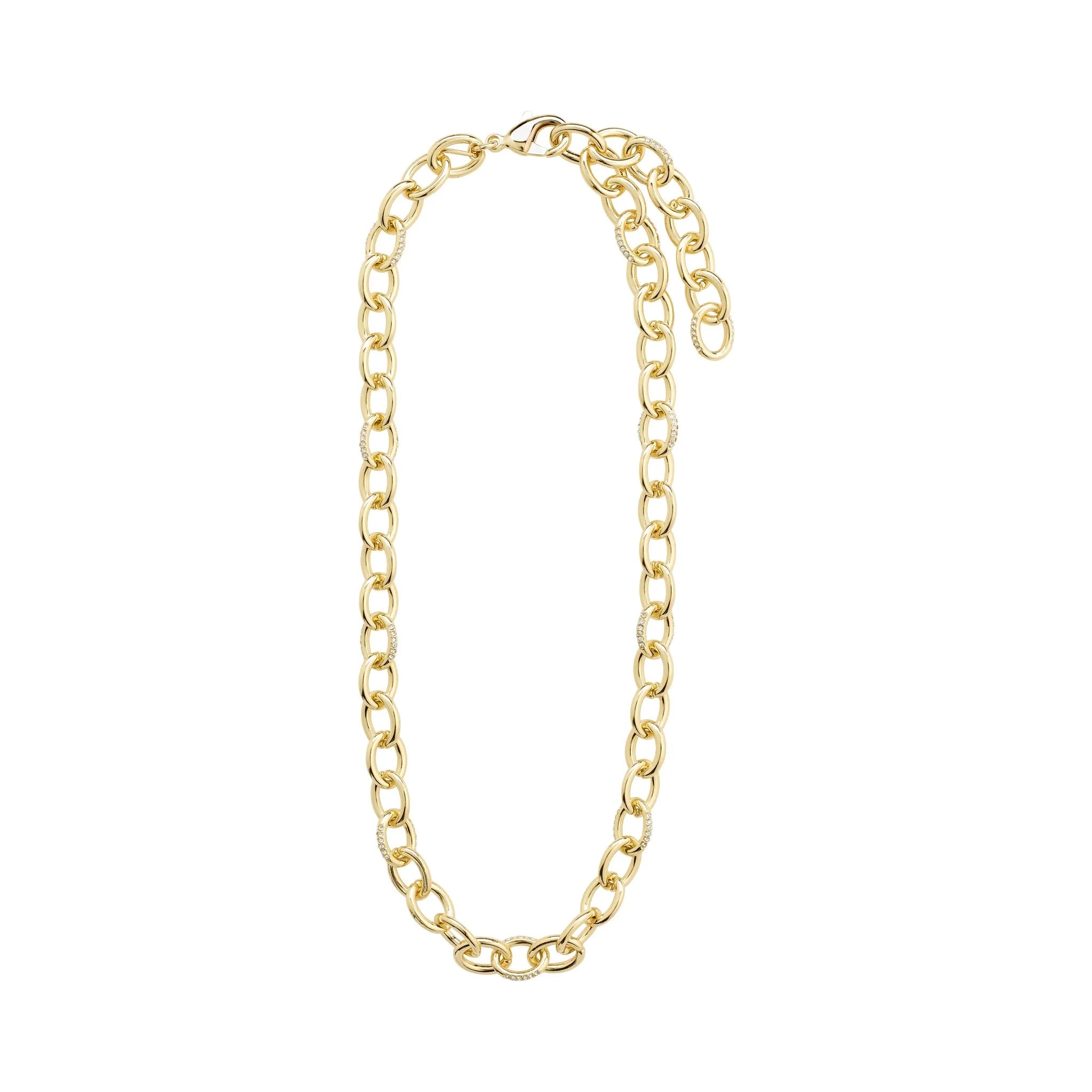 gold crystal accent necklace, modern gold chain