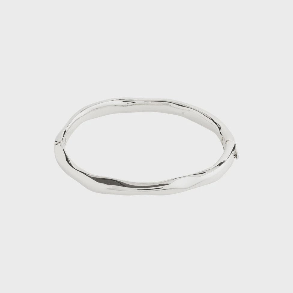 HARRISON SILVER BANGLE, PILGRIM, silver sculptural bangle, minimalist silver bracelet, polished silver cuff, modern silver jewelry 