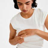 women gold jewelry, fluid gold ring, minimalist statement ring
