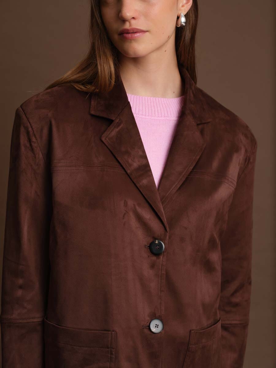 soft textured blazer, brown outerwear