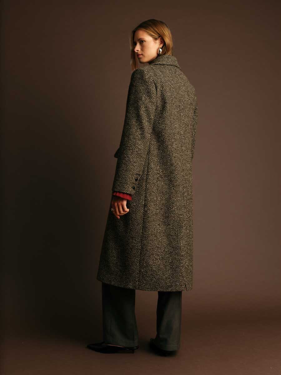 textured brown overcoat