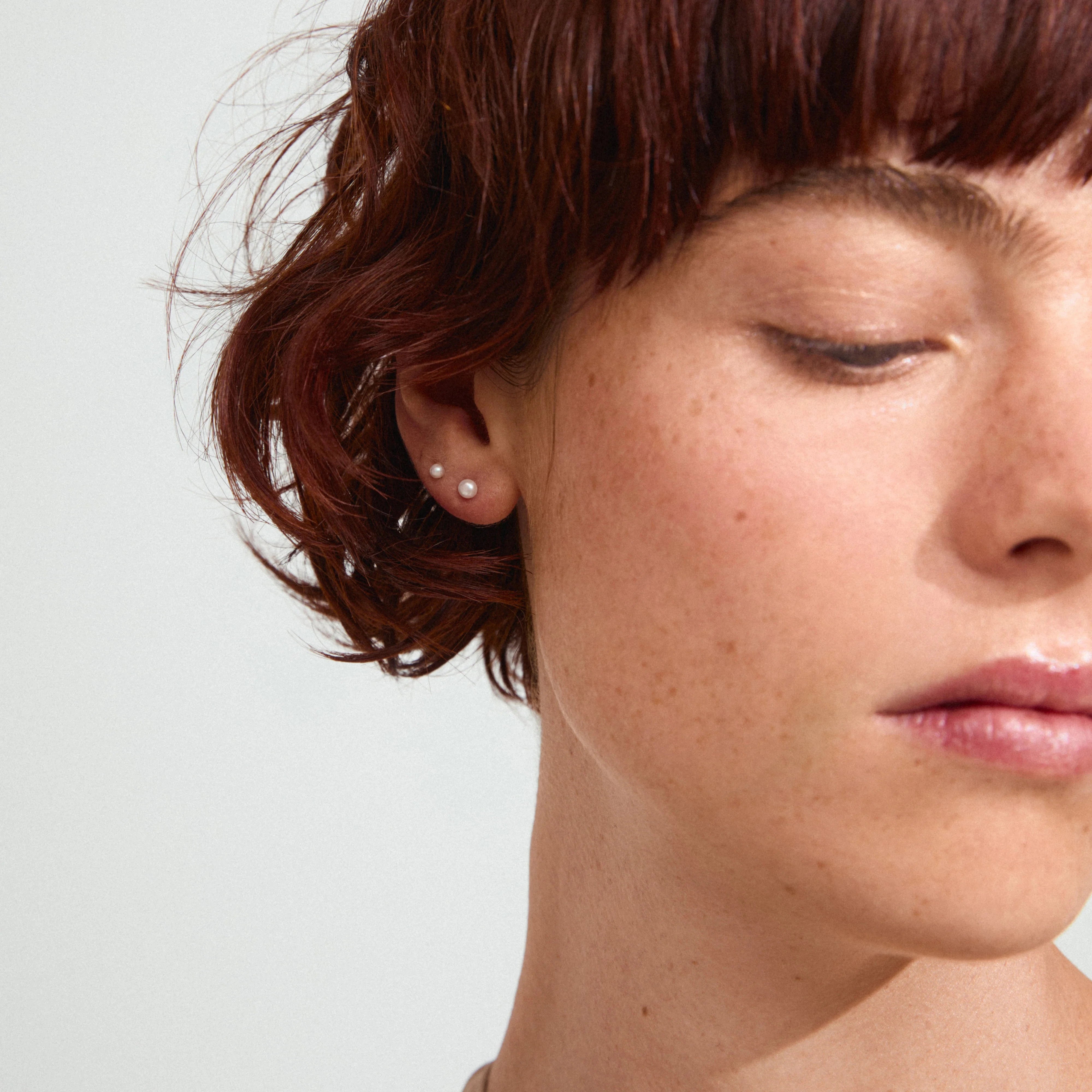 dainty pearl earring set, silver plated pearl studs, minimal pearl jewelry