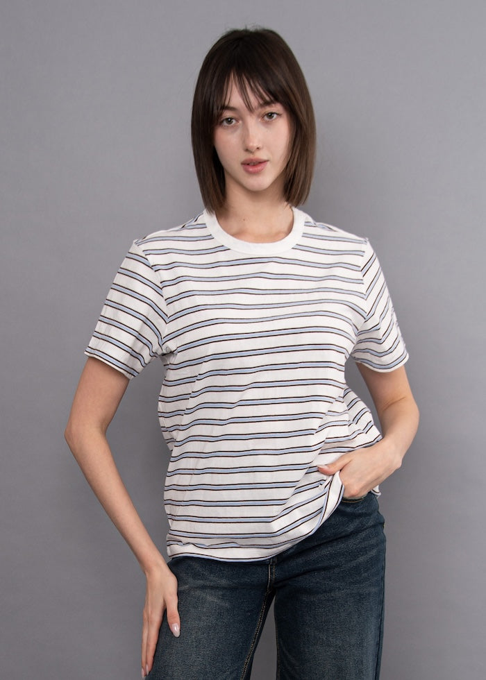 Keaton Stripe Tee- White