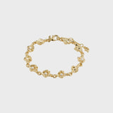 INAYA GOLD BRACELET, PILGRIM, gold pearl bracelet, textured gold chain bracelet, molten gold jewelry, elegant pearl accent bracelet
