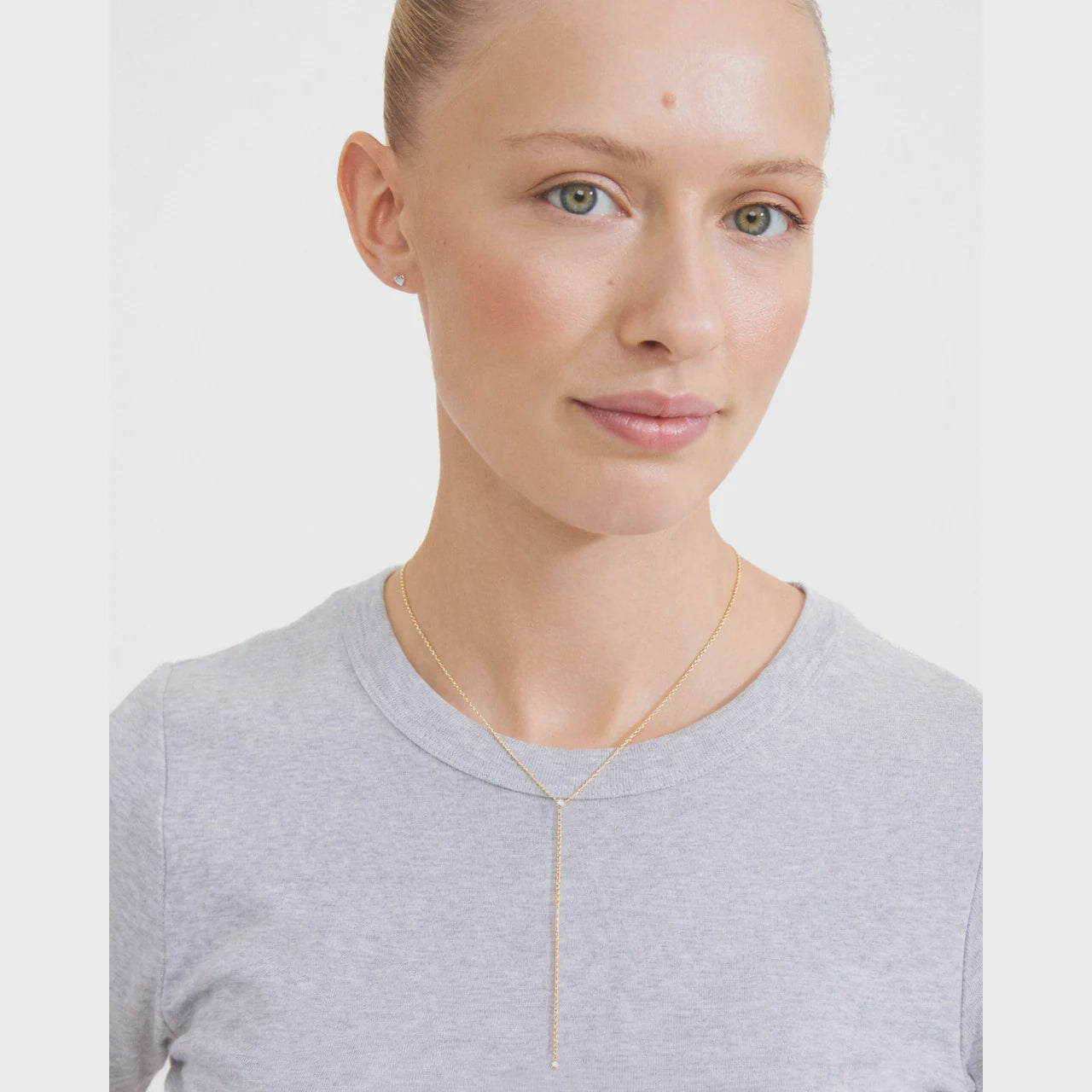 Pilgrim Lumi gold Y necklace women with crystal drop detail