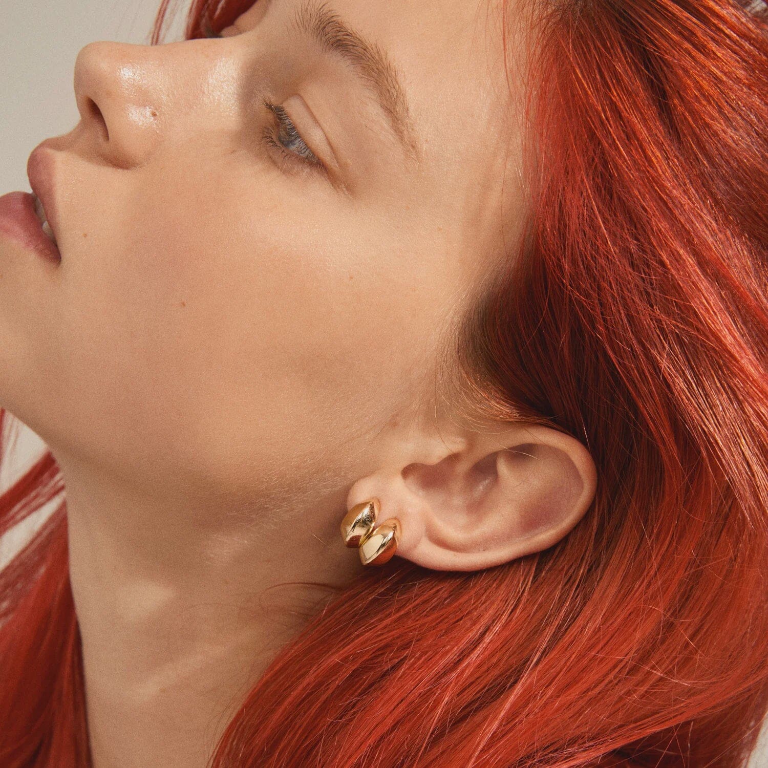 gold chunky hoops, Edwina gold earrings, sculptural gold hoops