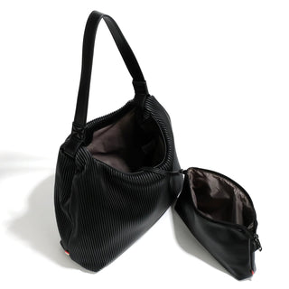 BLACK TEXTURED HOBO BAG SET Accessories COLAB 