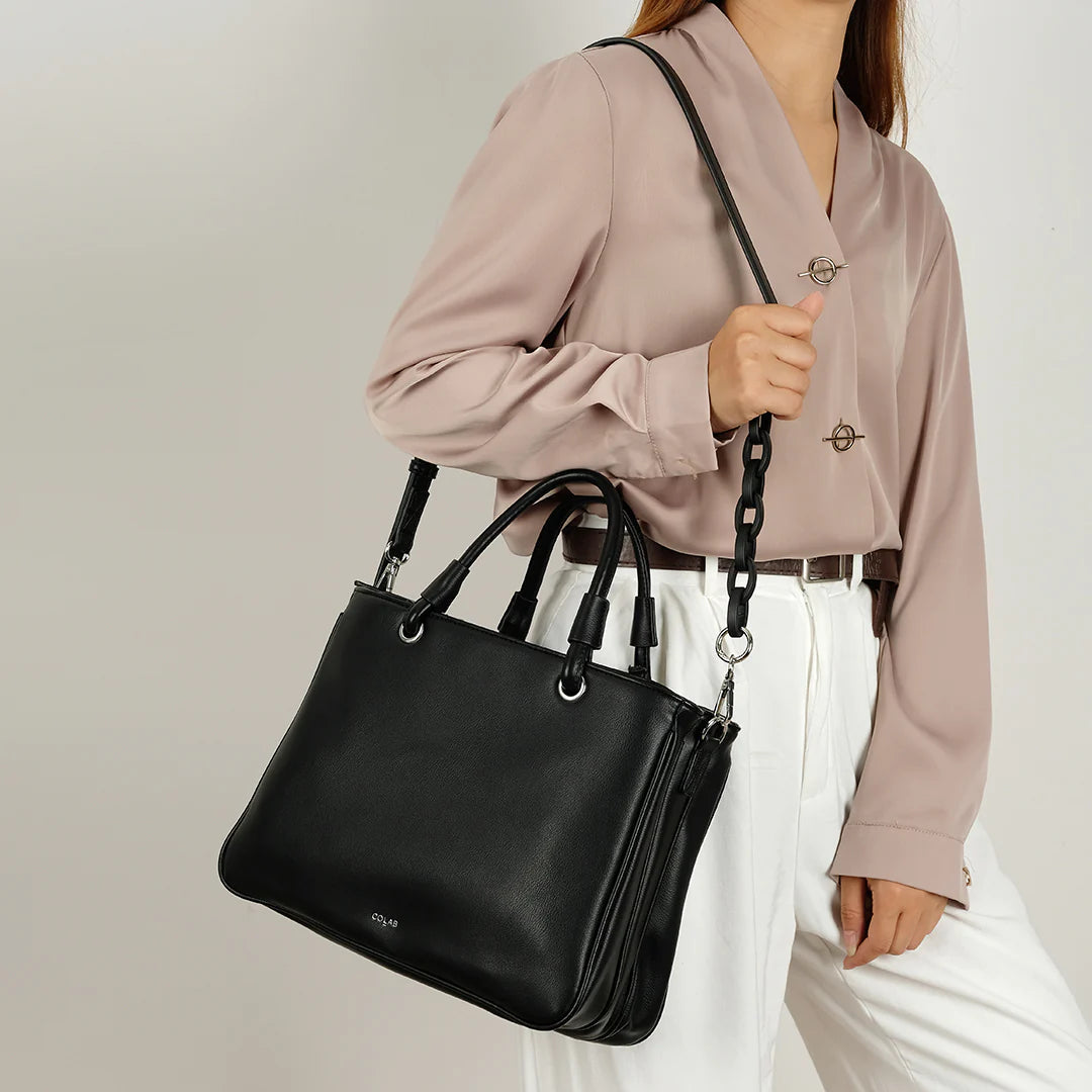 TOTE WITH CHAIN STRAP (DEEP BROWN) Accessories COLAB 