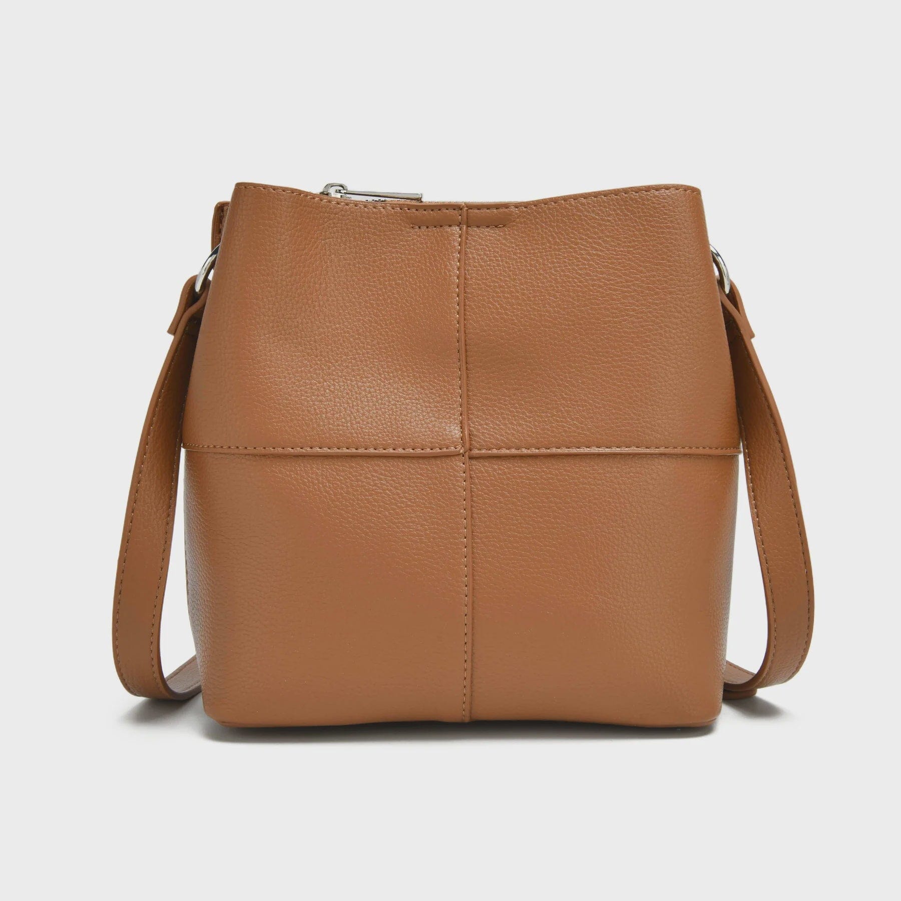 COLAB, brown crossbody bag women, everyday crossbody purse, brown handbag small, pebbled leather look bag